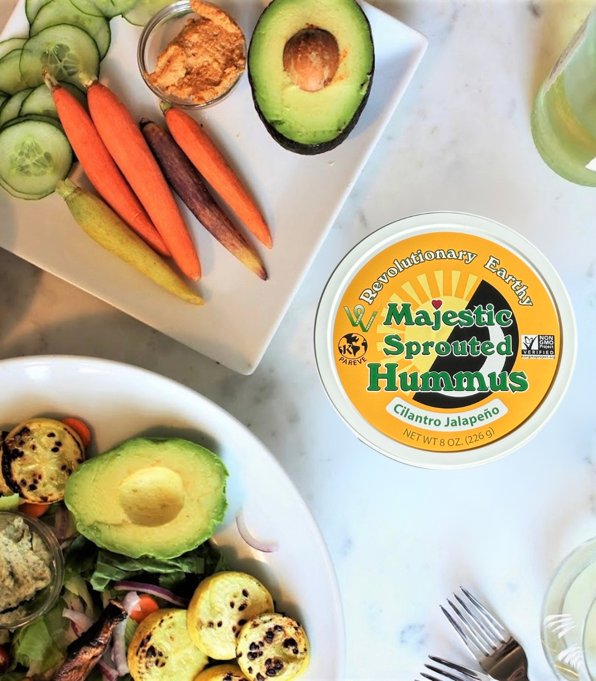 Plates featuring dishes made with Majestic Garlic spreads